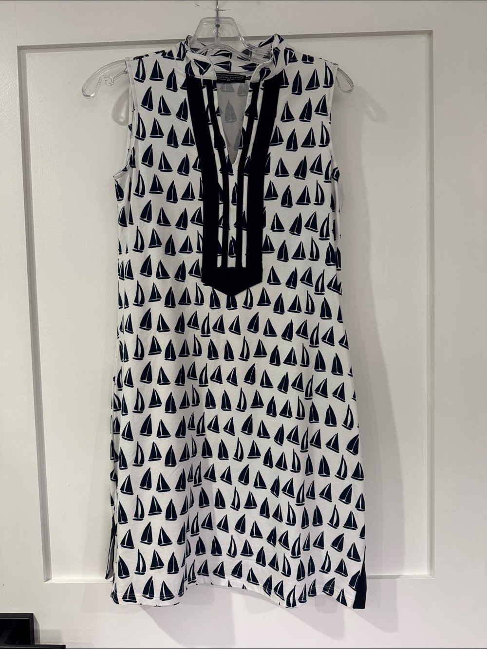 Duffield Lane White Dress with Navy Sailboat Print